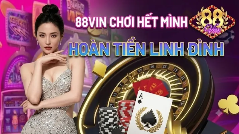Banner thiết kế chuyên nghiệp của cổng game 88VIN với tông màu xanh đen hiện đại và logo thương hiệu nổi bật.
