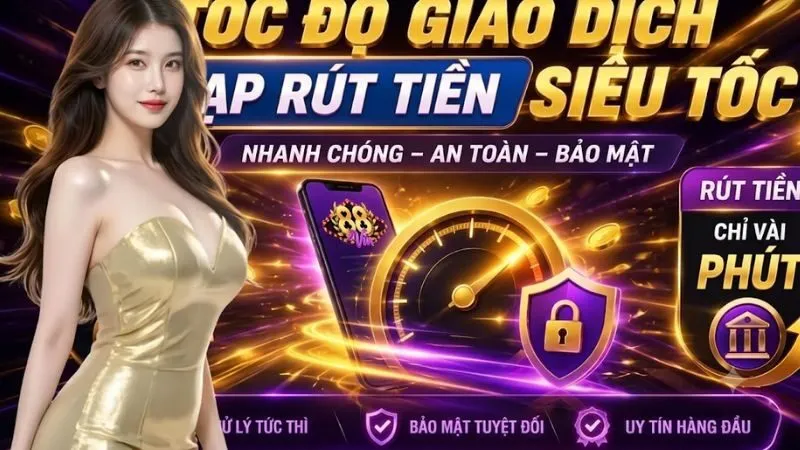 Banner minh họa quy trình nạp rút tiền an toàn và bảo mật cao cấp tại cổng game 88VIN.